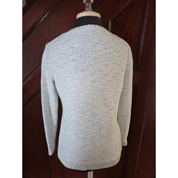 Talbots Petite Womens Cable Knit Sweater SP Green Wool Blend - Picture 3 of 9